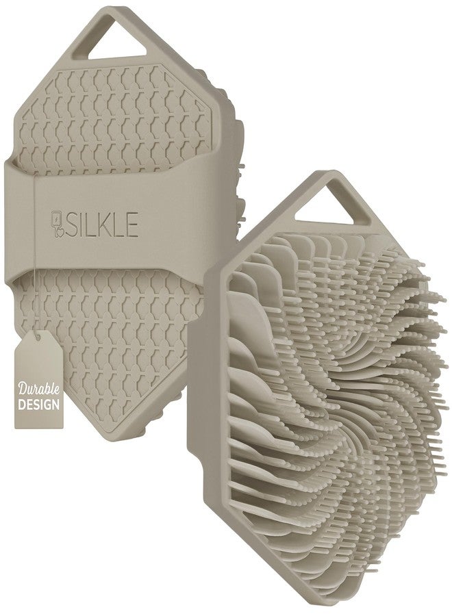 SILKLE Silicone Body Scrubber – Gentle Exfoliating Shower Scrubber for Body & Bath, Silicone Shower Brush & Loofah Alternative – Non-Slip Silicone Body Brush, Quick Dry, Hygienic - Clay - Image 1